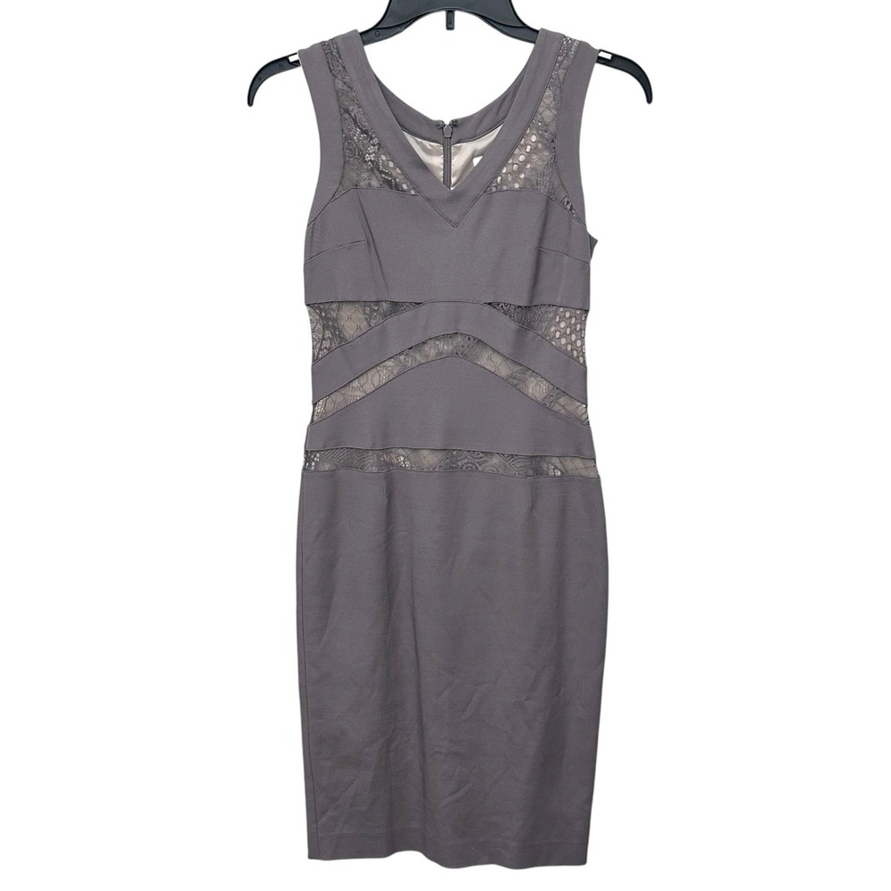Reiss Women's Lace Cutout Fitted Dress Size 4 Grey Taupe Fully‎ Lined